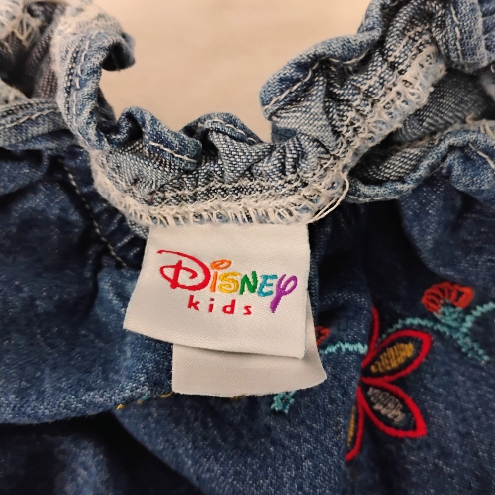 VTG Disney Kids 5T Denim Dress Flower Embroidery Cotton - Picture 5 of 7